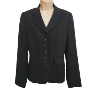 Ann Taylor Pinstripe 4-Button Single Breasted Career Blazer Jacket Black/Red 4